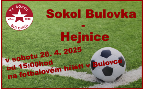 Sokol Bulovka - Hejnice 26.4. od 15:00hod
