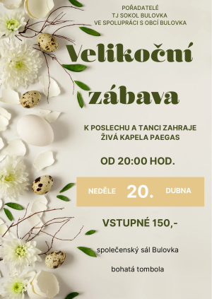 Velikonoční zábava 20.4. 2025 od 20:00hod